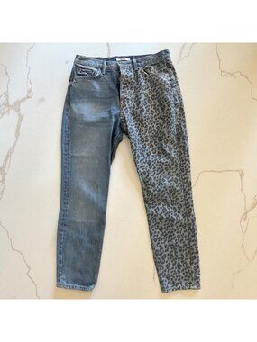 GRLFRIEND Animal Print Straight Leg Jeans Size 29